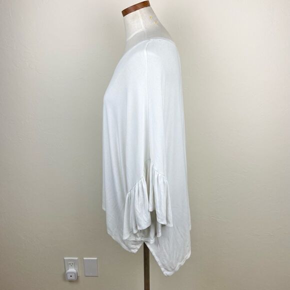 Anthropologie Akemi + Kin Oversized V-Neck Ribbed White Top - Picture 4 of 6